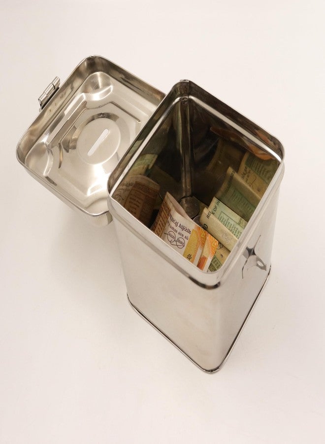 Spillbox حصالة نقود تقليدية مصنوعة يدويًا من الفولاذ المقاوم للصدأ من Spillbox | صندوق نقود | حصالة عملات معدنية | وعاء نقود | صندوق لجمع العملات المعدنية | خزنة عملات | موفر بنسات - حصالة نقود من الفولاذ المقاوم للصدأ (كبيرة) - Image 4